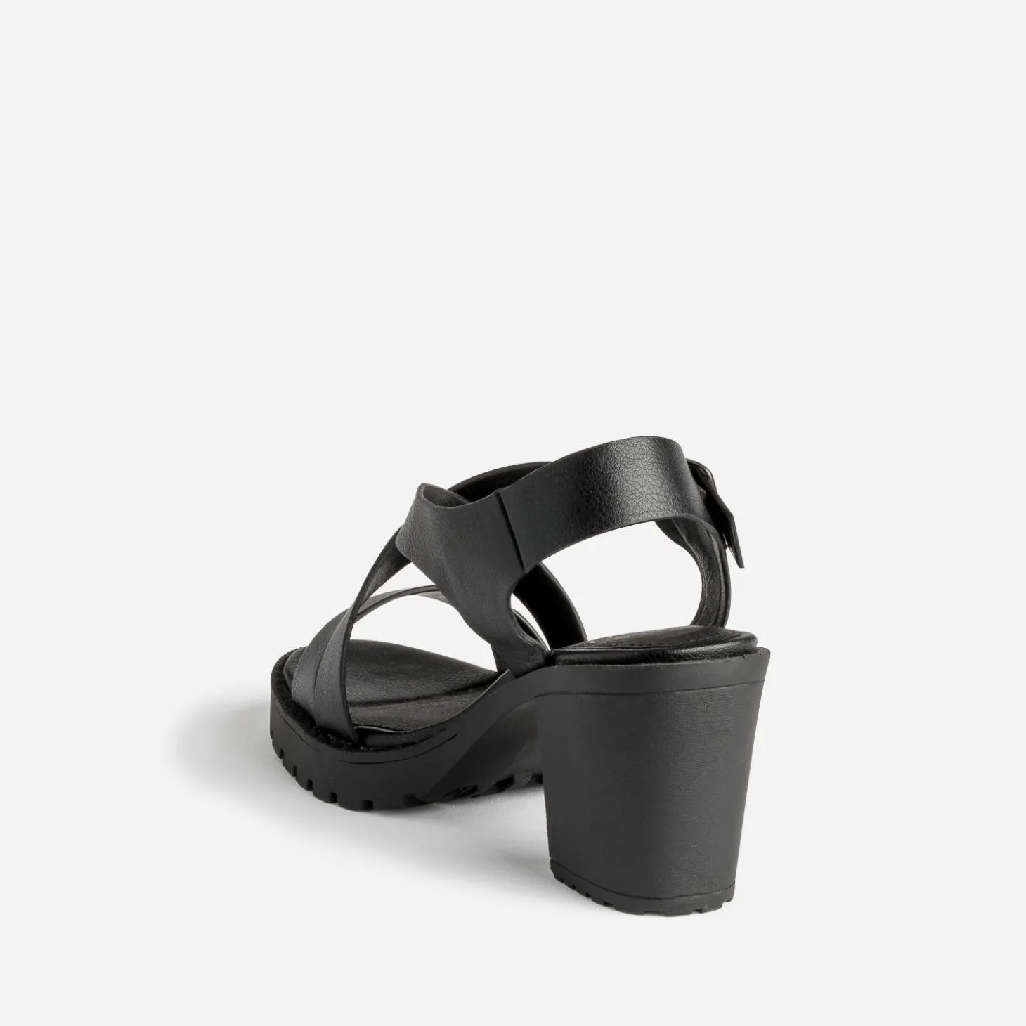 Sandale TEXTO noire en cuir semelle crantée