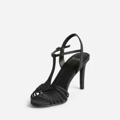 Sandale TEXTO noire pailletée à talon