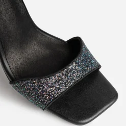 Sandale TEXTO noire paillettes iridescentes