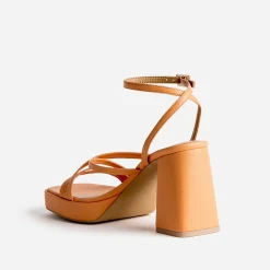 Sandale TEXTO orange à talon flare