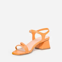 Sandale TEXTO orange éco-conçue en cuir