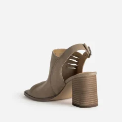 Sandale TEXTO taupe cuir velours open-toe
