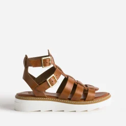 Sandale-spartiate TEXTO cognac en cuir