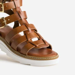 Sandale-spartiate TEXTO cognac en cuir