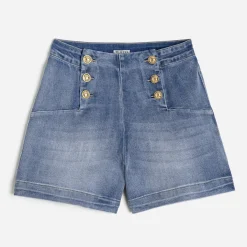 Short à pont TEXTO en jean bleu