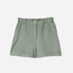 Short TEXTO vert sauge taille haute