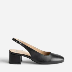 Slingback noir en cuir