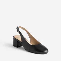Slingback noir en cuir