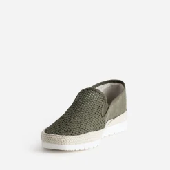 Slip-on kaki en toile bi-matière