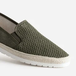 Slip-on kaki en toile bi-matière