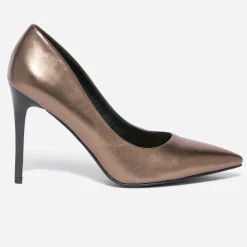 Stiletto TEXTO bronze métallisé à talon verni