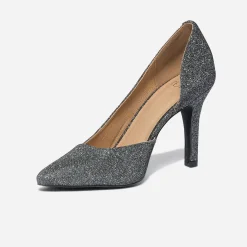 Stiletto TEXTO gris pailleté