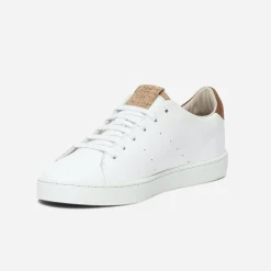 Tennis 1927 blanche et camel femme en cuir éco-conçu