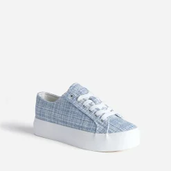 Tennis à plateforme TEXTO bleue effet tweed