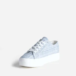 Tennis à plateforme TEXTO bleue effet tweed