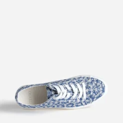 Tennis à plateforme TEXTO bleue toile brodée