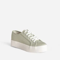 Tennis à plateforme TEXTO vert amande en toile