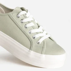 Tennis à plateforme TEXTO vert amande en toile