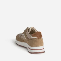 Tennis beige cuir bi-matière