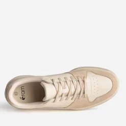 Tennis beige cuir et velours côtelé