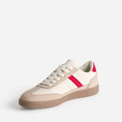 Tennis beige détails rouges