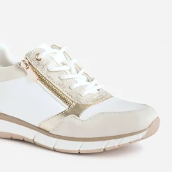 Tennis beige et écrue bi-matière