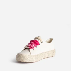 Tennis beige pailletée à lacet foulard