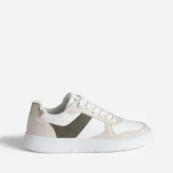 Tennis blanche, beige et kaki