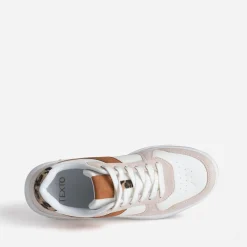 Tennis blanche, beige et motif léopard