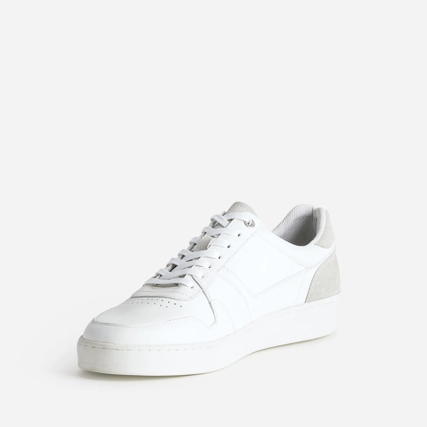Tennis blanche éco-conçue en cuir détails gris