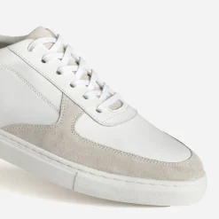 Tennis blanche cuir, grise, marine