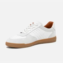 Tennis blanche en cuir détails gris clair