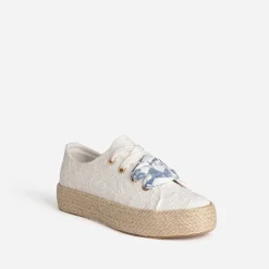 Tennis blanche toile avec broderies