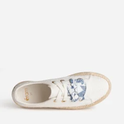 Tennis blanche toile avec broderies