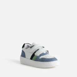 Tennis BUGGY blanc, bleu, vert cuir