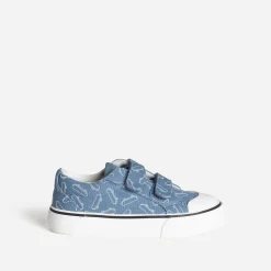 Tennis BUGGY bleue toile motif skates à scratchs