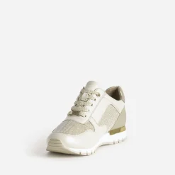 Tennis CAPRICE beige et textile pailleté