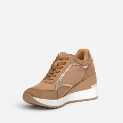 Tennis compensée camel détails dorés