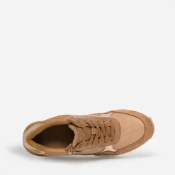 Tennis compensée camel détails dorés