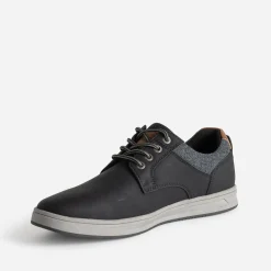 Tennis confort noire et textile chiné