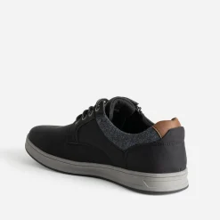 Tennis confort noire et textile chiné