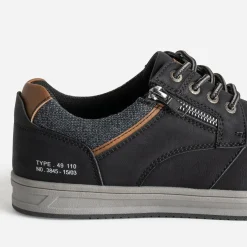 Tennis confort noire et textile chiné