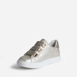 Tennis dorées scratchs effet python