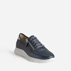 Tennis FRANCE ARNO marine cuir embossé