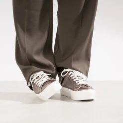 Tennis gris foncé métallisé semelle plateforme