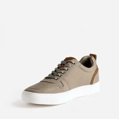 Tennis kaki en toile détails camel