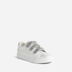 Tennis KAPORAL blanche et argentée à scratchs pailletés