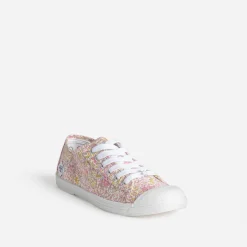 Tennis LE TEMPS DES CERISES blanche toile fleurie