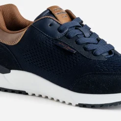 Tennis LEE COOPER marine en mesh détails marron