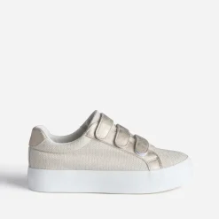 Tennis plateforme TEXTO beige à scratchs dorés